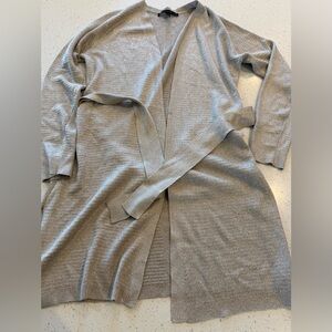 L White House Black Market Long Length Cardigan Silver   Gray Large Women’s Belt